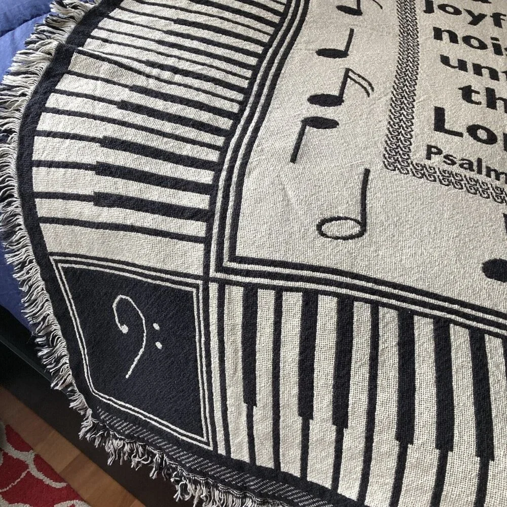 Psalm 100 Throw Blanket Make a Joyful Noise Unto the Lord Musical Notes 47x71 in